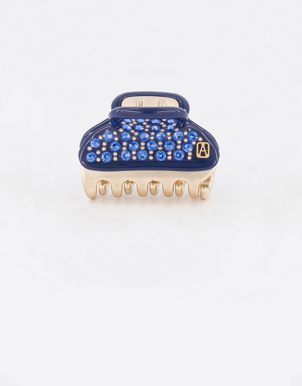 Alexandre de Paris small navy-blue jewel hair clip Pince Vendôme